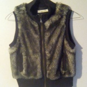 True Grit Sleeveless Girlcore Faux Fur Formal y2k Vest Woman Size M